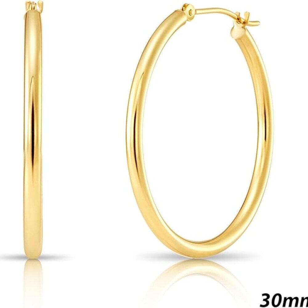 New Real 10k Gold Large 1 1/4” plain Hoop Earrings 30mm - Picture 7 of 7